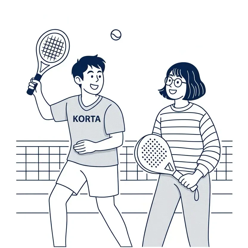 Tennis match arranged through Korta - players meeting at local tennis court